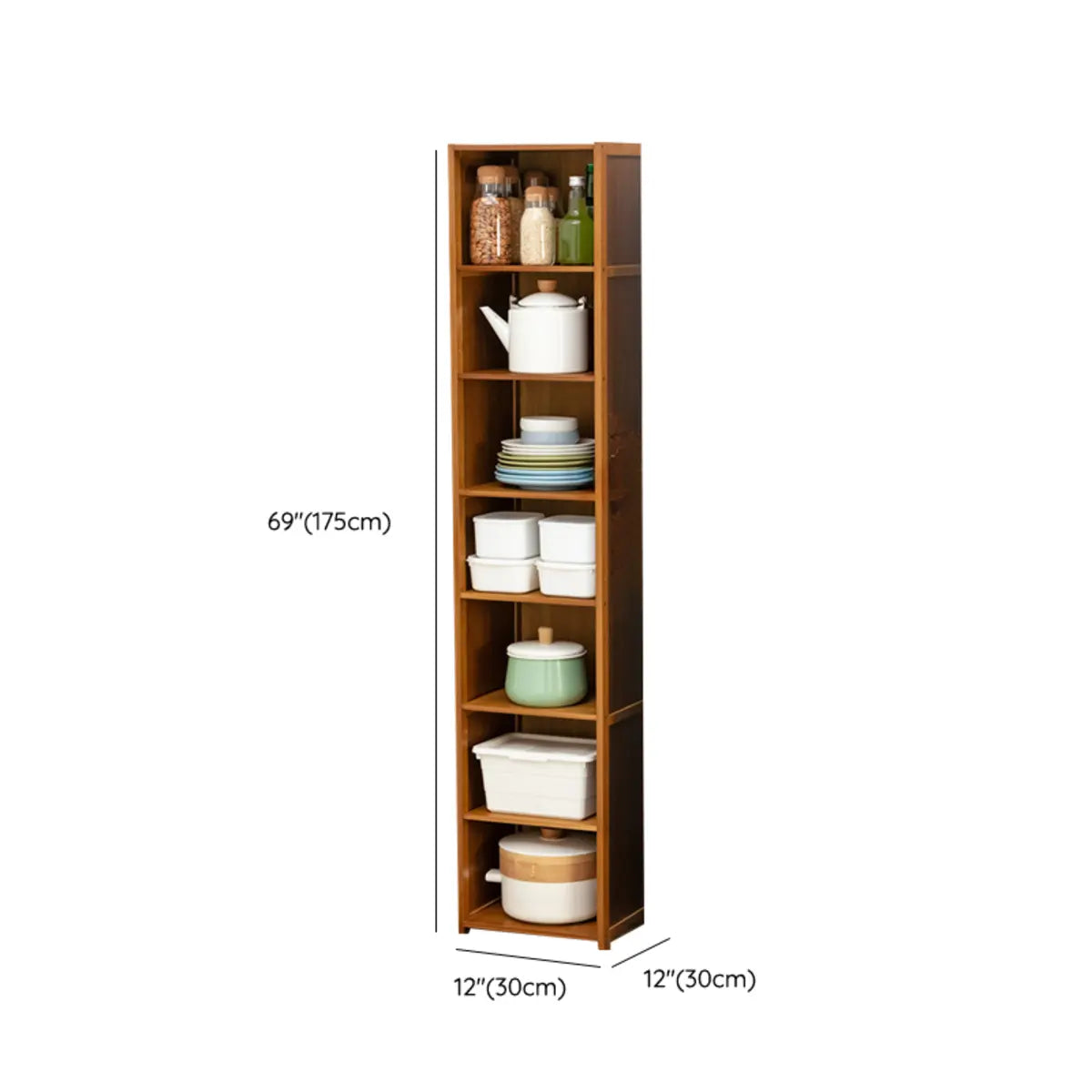 Brown Wood Storage Standard Narrow Display Cabinet Image - 26