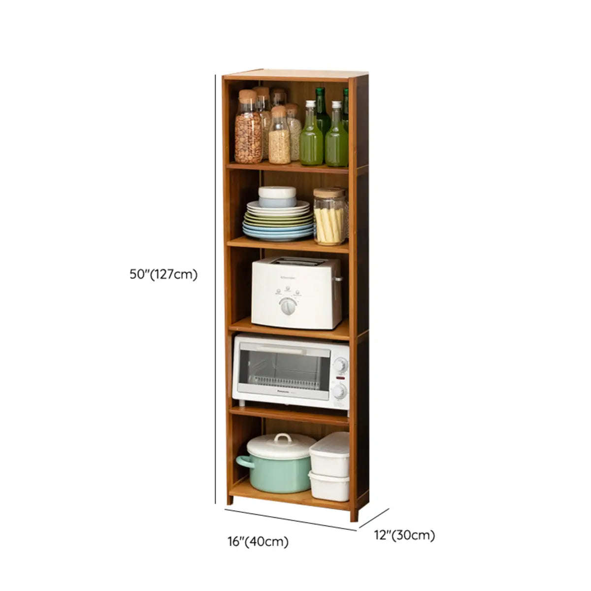 Brown Wood Storage Standard Narrow Display Cabinet Image - 29