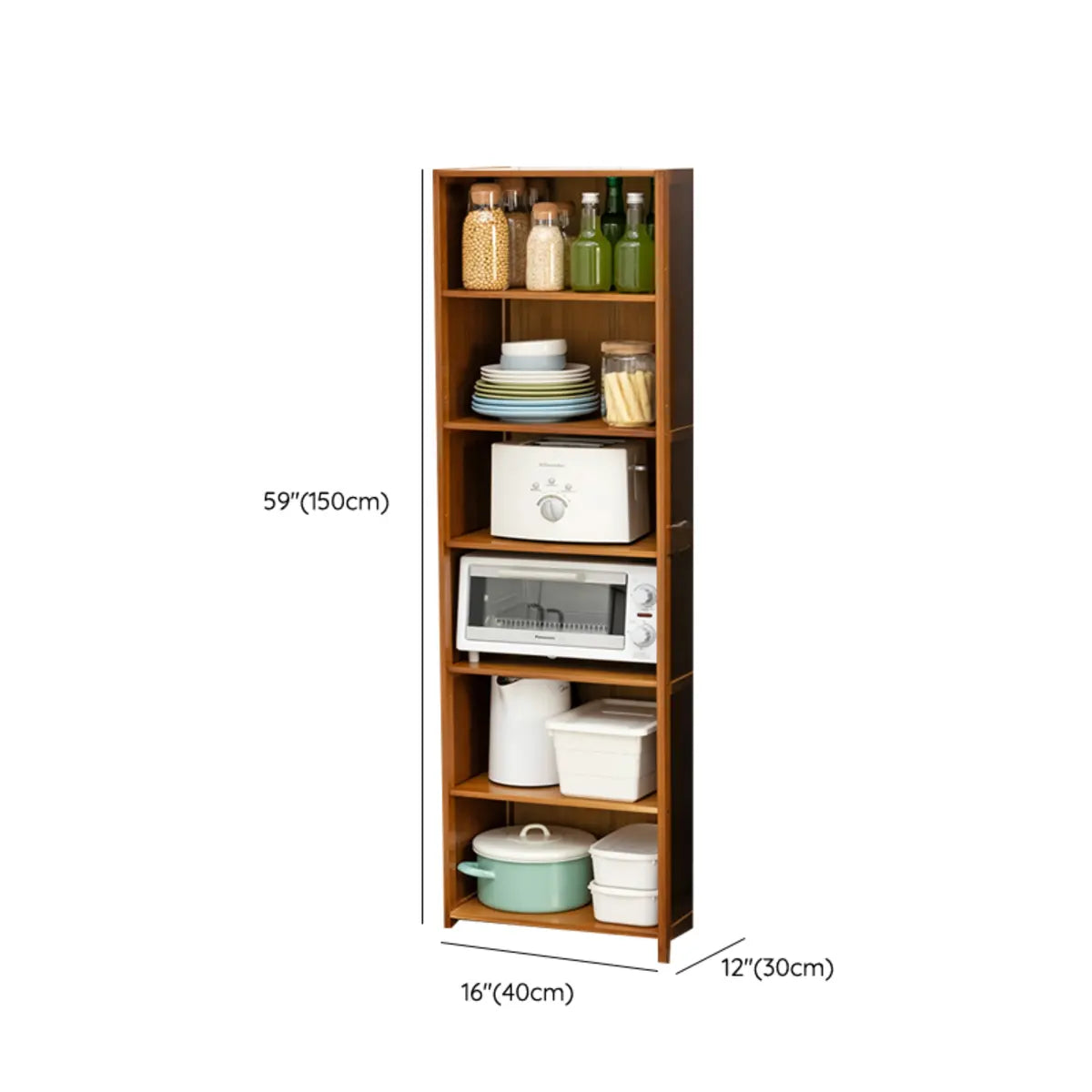 Brown Wood Storage Standard Narrow Display Cabinet Image - 30