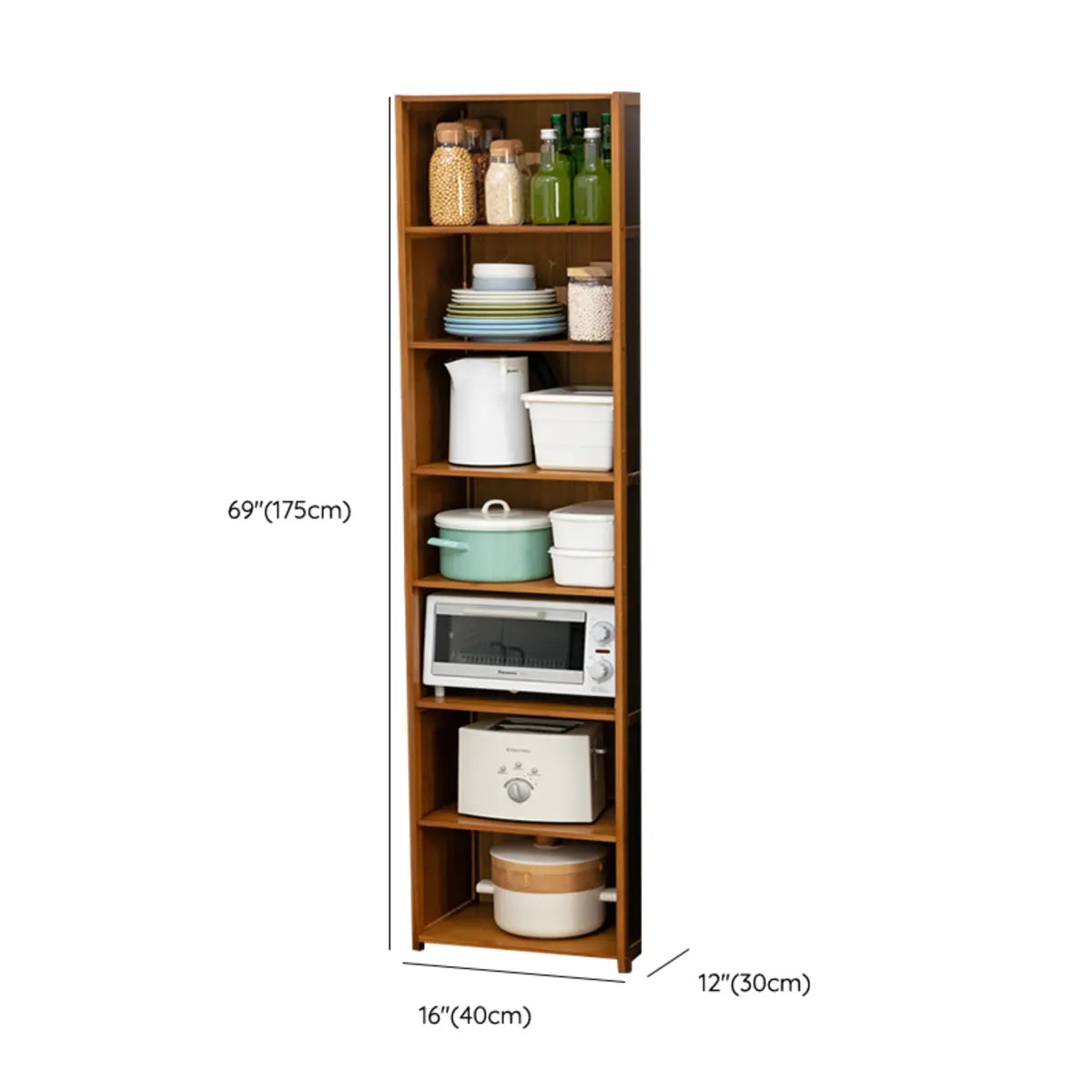 Brown Wood Storage Standard Narrow Display Cabinet Image - 31