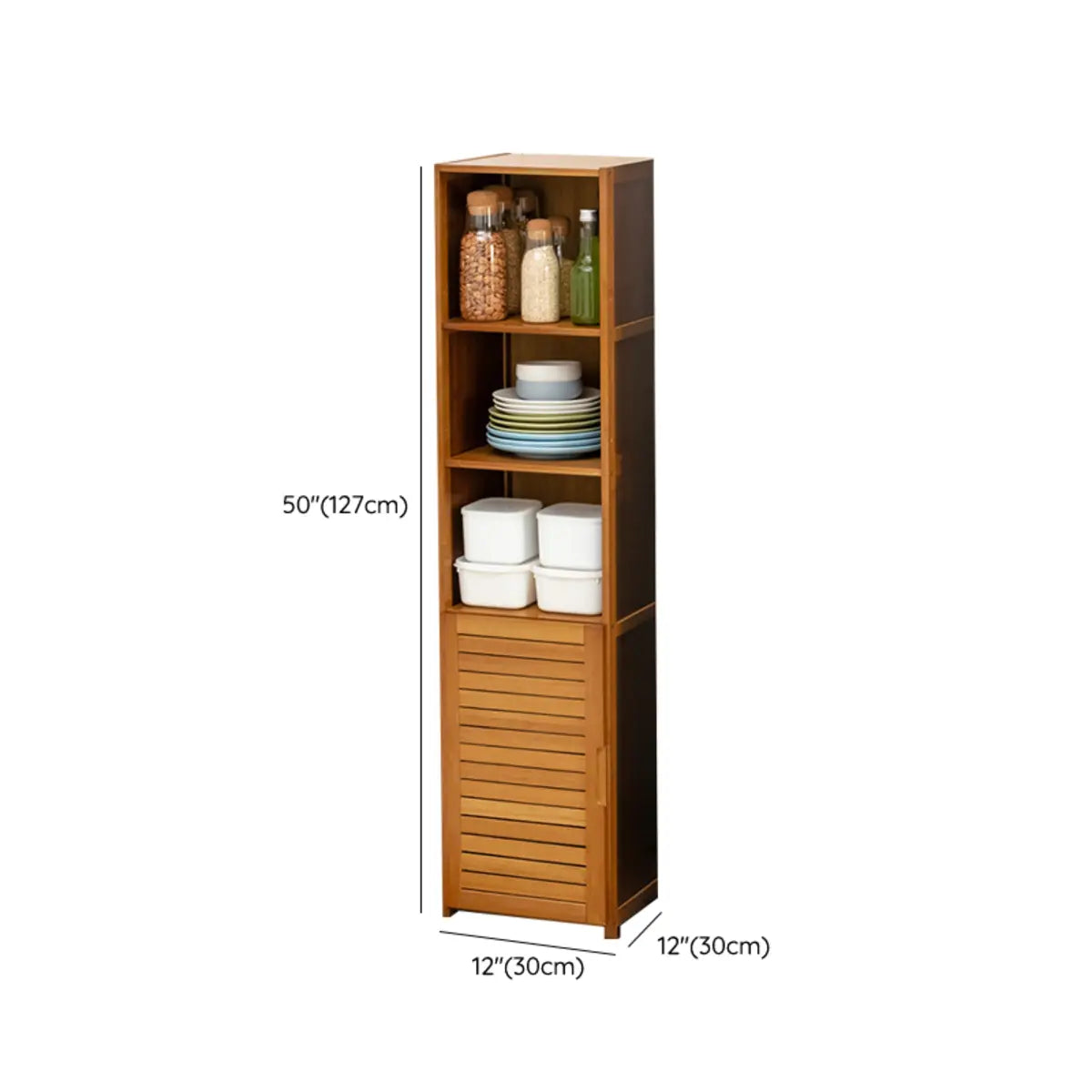 Brown Wood Storage Standard Narrow Display Cabinet Image - 33