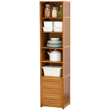 Brown Wood Storage Standard Narrow Display Cabinet Image - 6