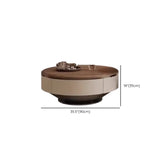 Brown Wood Top Nesting Round Coffee Table with Drawers Image - 13