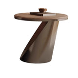 Brown Wood Top Nesting Round Coffee Table with Drawers Image - 7