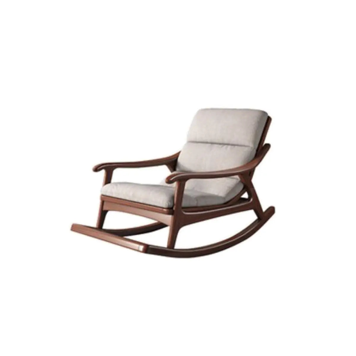 Brown Wood Track Arms Rocking Chair with Ottoman Image - 5