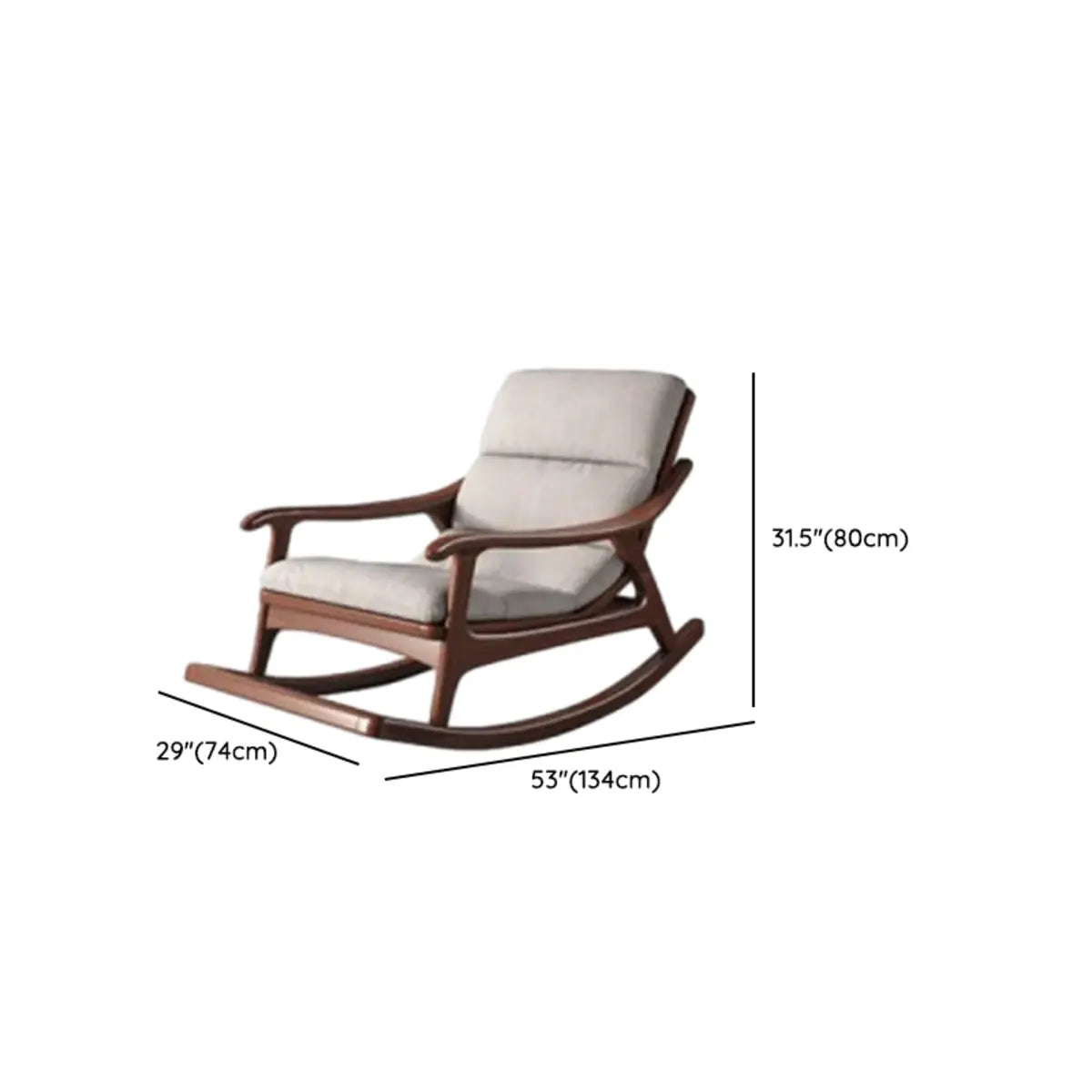 Brown Wood Track Arms Rocking Chair with Ottoman 