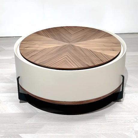 Brown Wood Tray Top Lift Top Coffee Table with Cabinet Image - 2