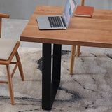 Brown Wooden Black Sled Multiperson conference Desk Image - 13