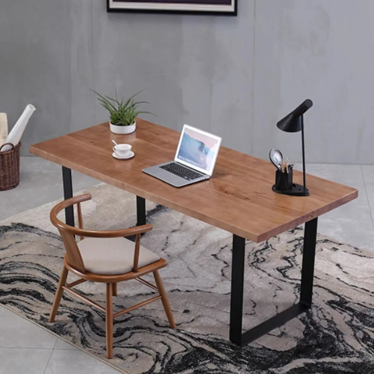 Brown Wooden Black Sled Multiperson conference Desk Image - 5