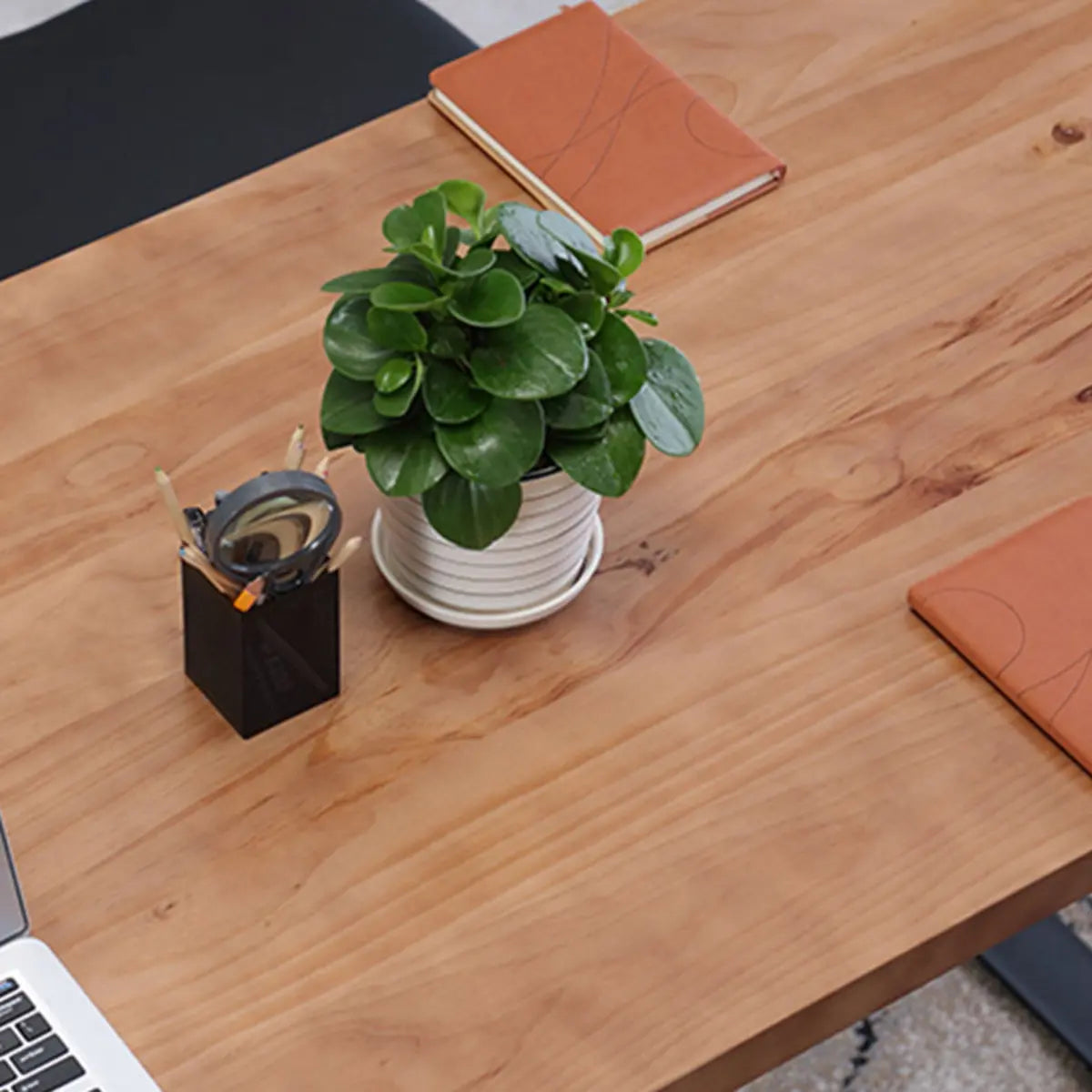 Brown Wooden Black Sled Multiperson conference Desk Image - 8