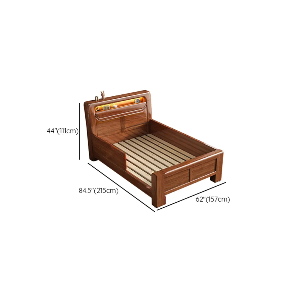 Brown Wooden Kids Bed with Guardrail and Footboard Image - 10