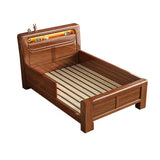 Brown Wooden Kids Bed with Guardrail and Footboard Image - 2