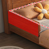 Brown Wooden Kids Bed with Guardrail and Footboard Image - 8