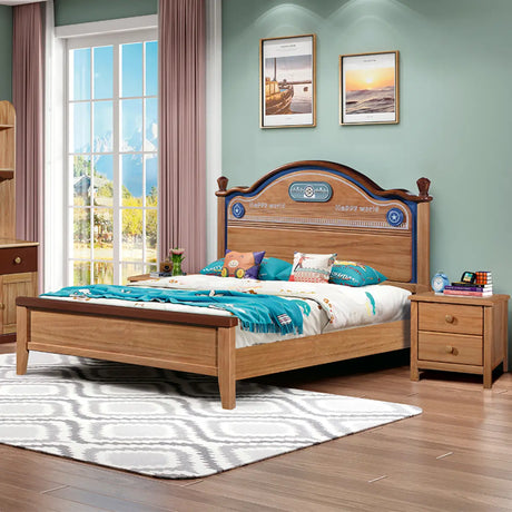 Brown Wooden Low Clearance Kids Bed with Footboard Image - 1