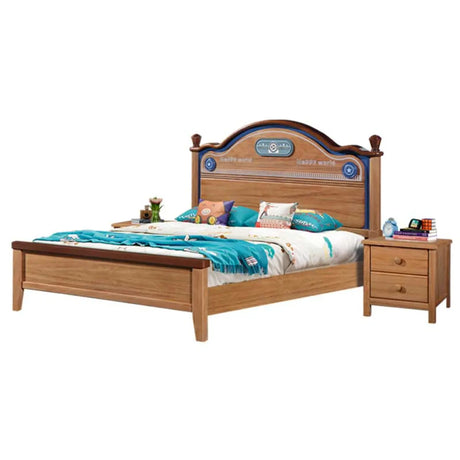 Brown Wooden Low Clearance Kids Bed with Footboard Image - 2