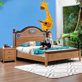 Brown Wooden Low Clearance Kids Bed with Footboard Image - 3