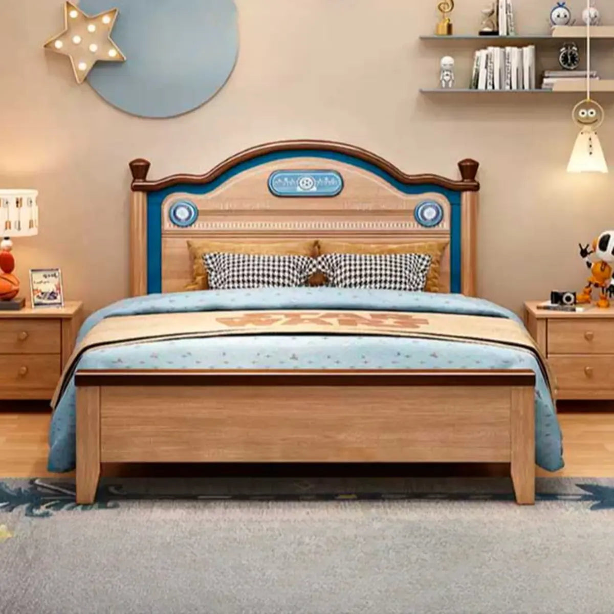 Brown Wooden Low Clearance Kids Bed with Footboard Image - 4