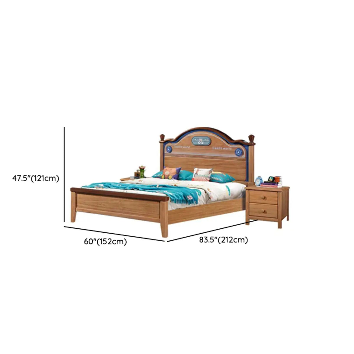 Brown Wooden Low Clearance Kids Bed with Footboard 