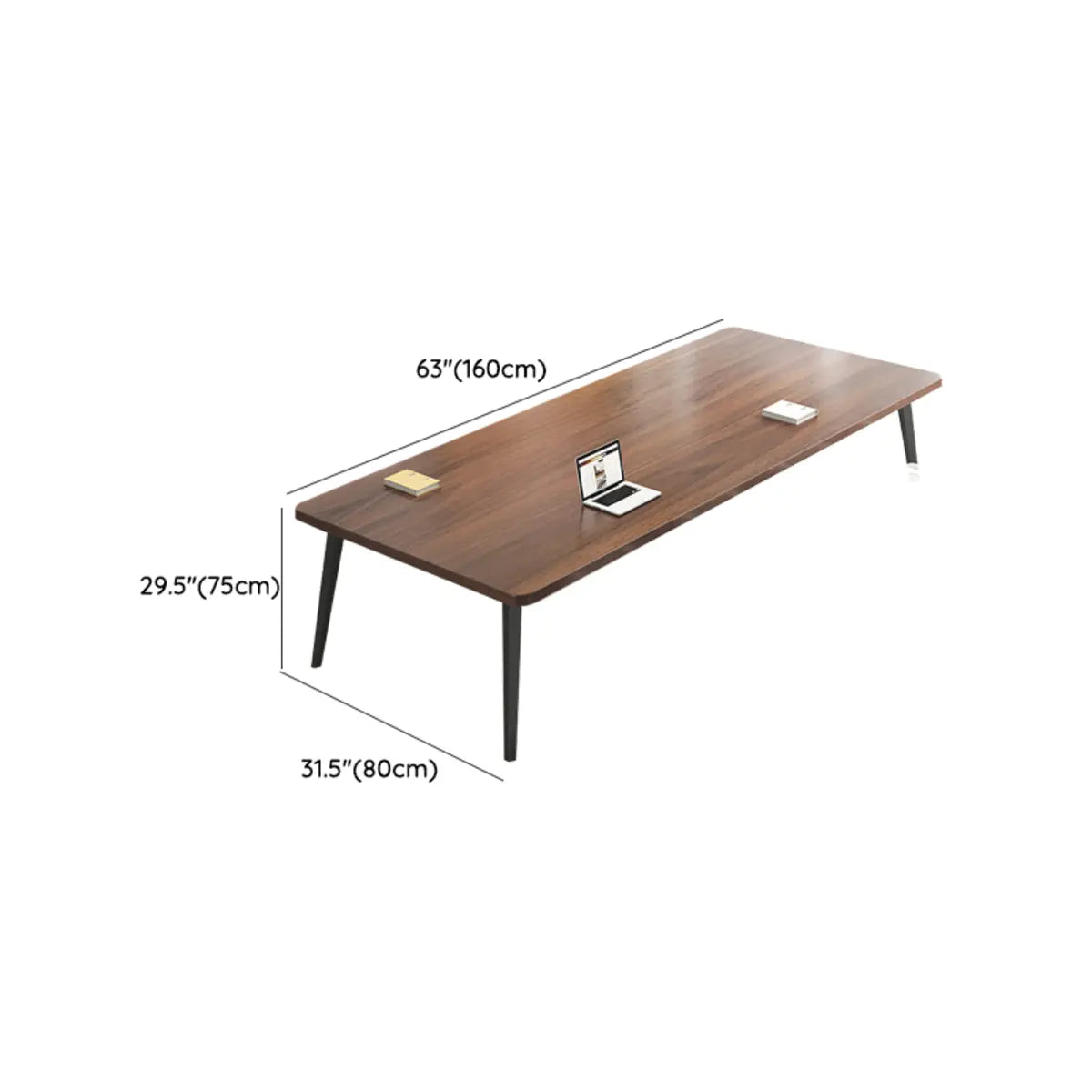 Brown Wooden Rectangular Multi-Person Writing Desk 