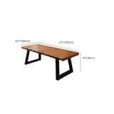 Brown Wooden Rectangular Wavy Sledge Writing Desk Image - 16