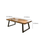 Brown Wooden Rectangular Wavy Sledge Writing Desk Image - 30