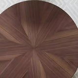 Brown Wooden Texture Round Coffee Table with Storage Image - 11