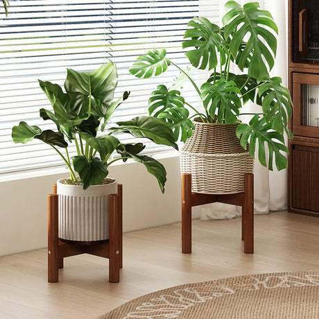 Brown Wooden Waterproof H Shape Small Plant Stands Image - 1