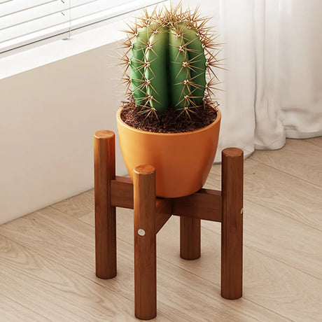 Brown Wooden Waterproof H Shape Small Plant Stands Image - 2