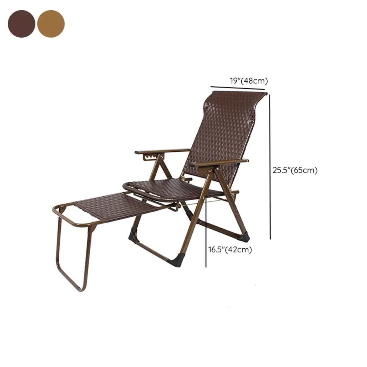 Brown Woven Metal Folding Adjustable Comfort Recliner 