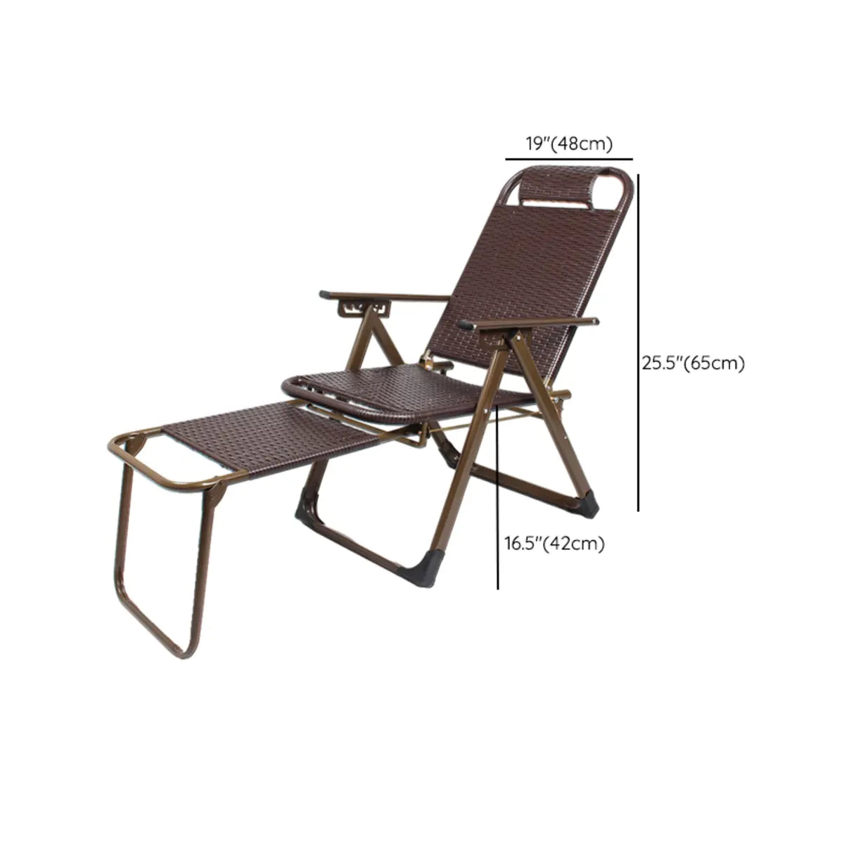 Brown Woven Metal Folding Adjustable Comfort Recliner Image - 22