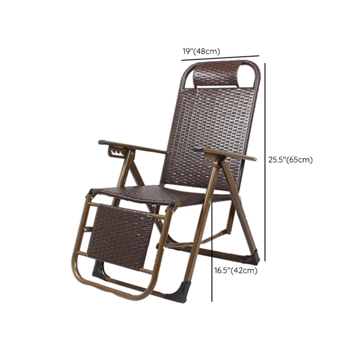 Brown Woven Metal Folding Adjustable Comfort Recliner Image - 23