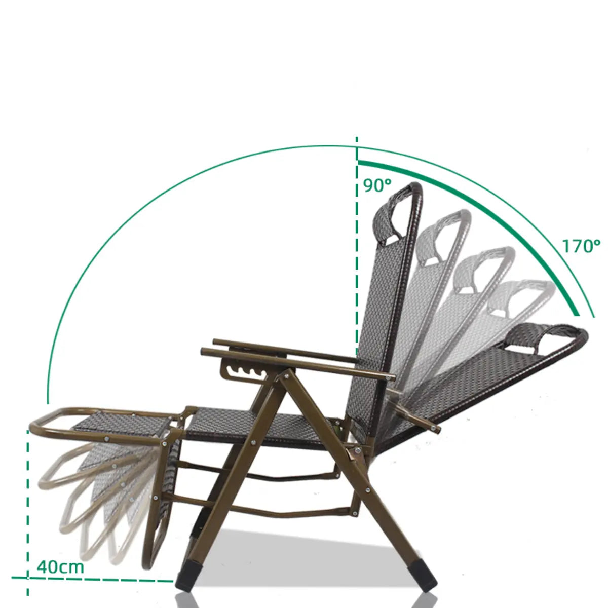 Brown Woven Metal Folding Adjustable Comfort Recliner Image - 6