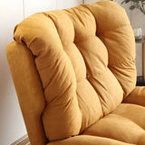 Brown Yellow Tufted Back Armless Wood Frame Side Chair Image - 11