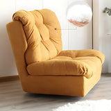 Brown Yellow Tufted Back Armless Wood Frame Side Chair Image - 5