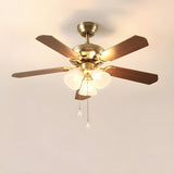 Brushed Nickel Flowers Wood Blades Ceiling Fan Light Image - 16