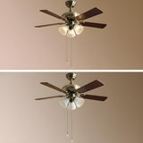 Brushed Nickel Flowers Wood Blades Ceiling Fan Light Image - 17