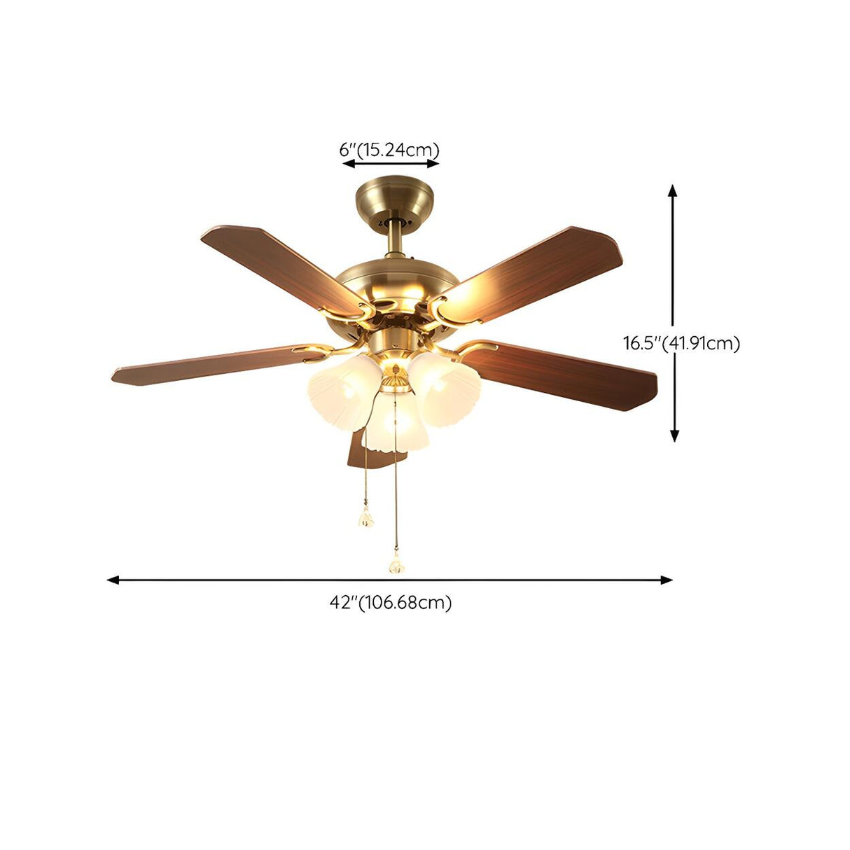 Brushed Nickel Flowers Wood Blades Ceiling Fan Light 