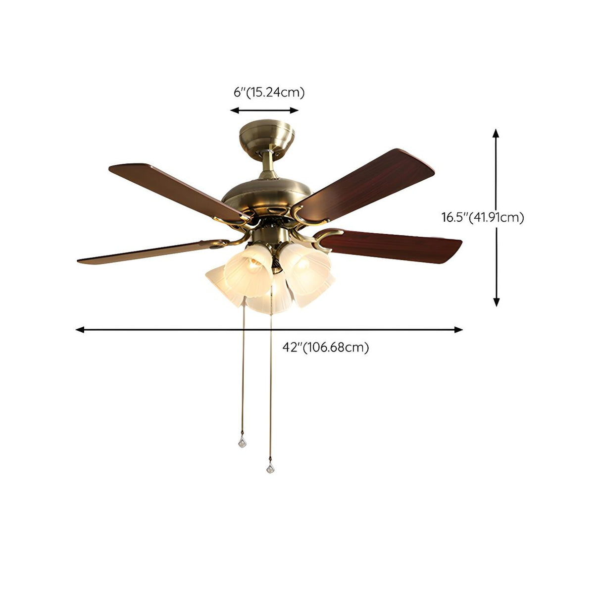 Brushed Nickel Flowers Wood Blades Ceiling Fan Light Image - 23