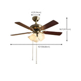 Brushed Nickel Flowers Wood Blades Ceiling Fan Light Image - 23