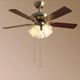 Brushed Nickel Flowers Wood Blades Ceiling Fan Light Image - 3