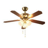 Brushed Nickel Flowers Wood Blades Ceiling Fan Light Image - 7