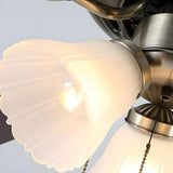 Brushed Nickel Flowers Wood Blades Ceiling Fan Light Image - 9