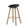 Bucket Backrest Wood 4 Legs Tall Bistro Bar Stool Black Image - 2