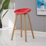 Bucket Backrest Wood 4 Legs Tall Bistro Bar Stool Black Image - 3