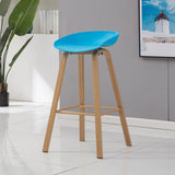 Bucket Backrest Wood 4 Legs Tall Bistro Bar Stool Black Image - 5