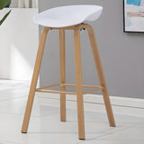 Bucket Backrest Wood 4 Legs Tall Bistro Bar Stool Black Image - 7