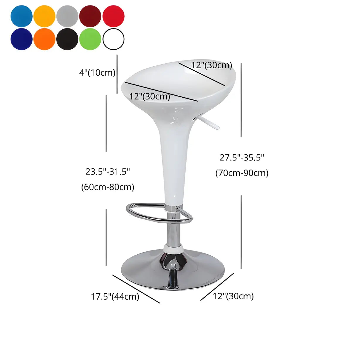 Bucket Chrome Adjustable Swivel Pedestal Bar Stool 