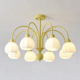 Bud Matcha Green Metal Down Living Room Chandelier Image - 15