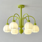 Bud Matcha Green Metal Down Living Room Chandelier Image - 16