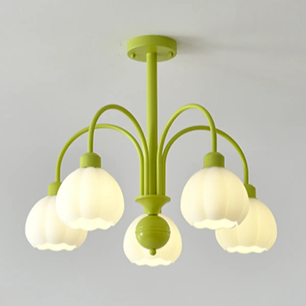 Bud Matcha Green Metal Down Living Room Chandelier Image - 17